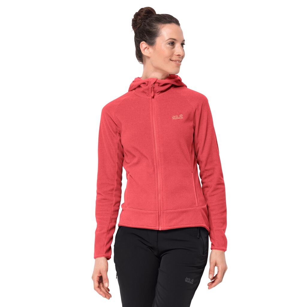 Jack Wolfskin ARCO Női Fleece Kabát Piros Csíkok - WALFEM-069